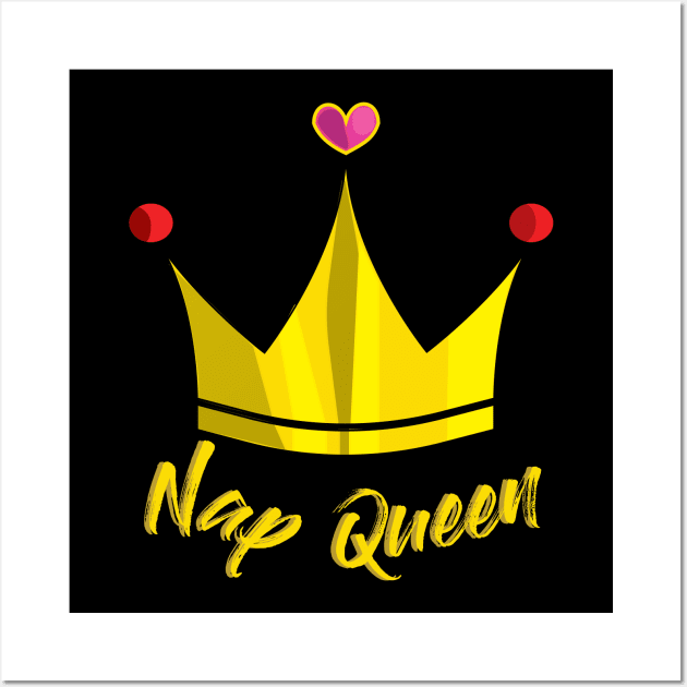 Nap Queen, girls and Women, Cute Funny Wall Art by wirefox